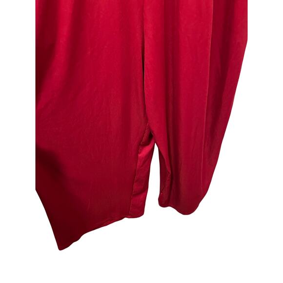 Women's Plus Red Ribbed V-neck Long Sleeve Ruched Jumpsuit NWT Size 24 - Picture 5 of 9